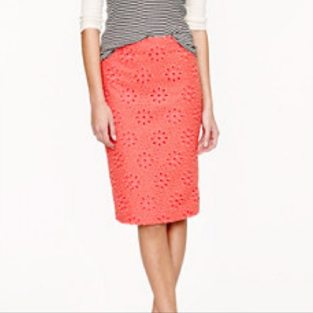 J.CREW No. 2 Pencil Skirt in Pinwheel Eyelet